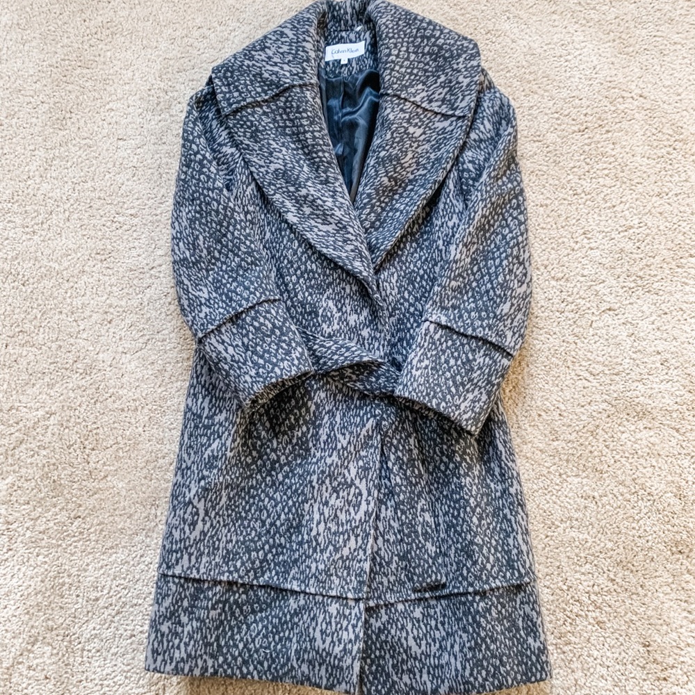 Calvin Klein Womens Black and Gray Pea Coat